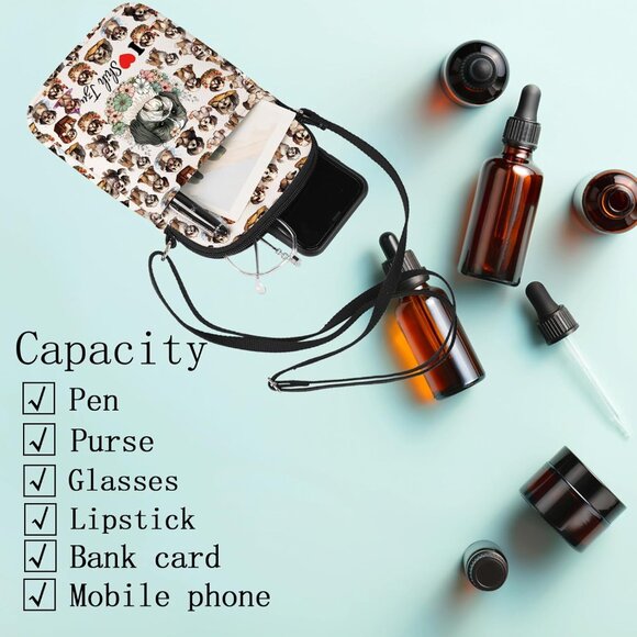 Shih Tzu Crossbody Canvas Bag Small Dog Lover Gift Shoulder Purse Unisex - Picture 5 of 7